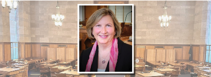 photo of Legislator Nancy Barr with chamber in the background