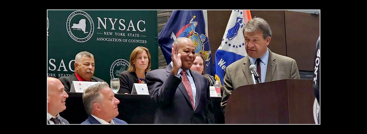 Picture of Benjamin Boykin being sworn in as President of NYSAC