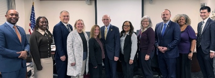 Majority Leader Tyrae Woodson-Samuels, Leg. Shanae Williams, Leg. Judah Holstein, Leg. Catherine Parker, Deputy Commissioner Susan Spear, Deputy County Executive Richard Wishnie, Leg. Terry Clements, Leg. Erika Pierce, Board Chair Vedat Gashi, Leg. Jewel Williams Johnson, Leg. David Imamura