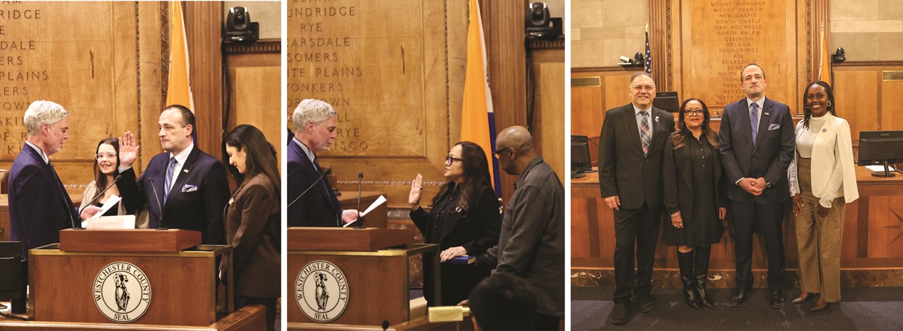 Vedat Gashi being sworn in; Terry Clements being sworn in; Judah Holstein, Terry Clements, Vedat Gashi and Shanae Williams