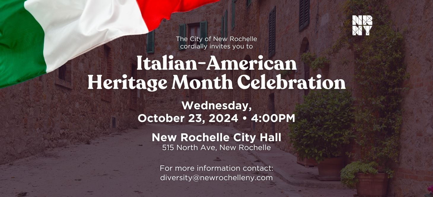 City of New Rochelle event flyer with text