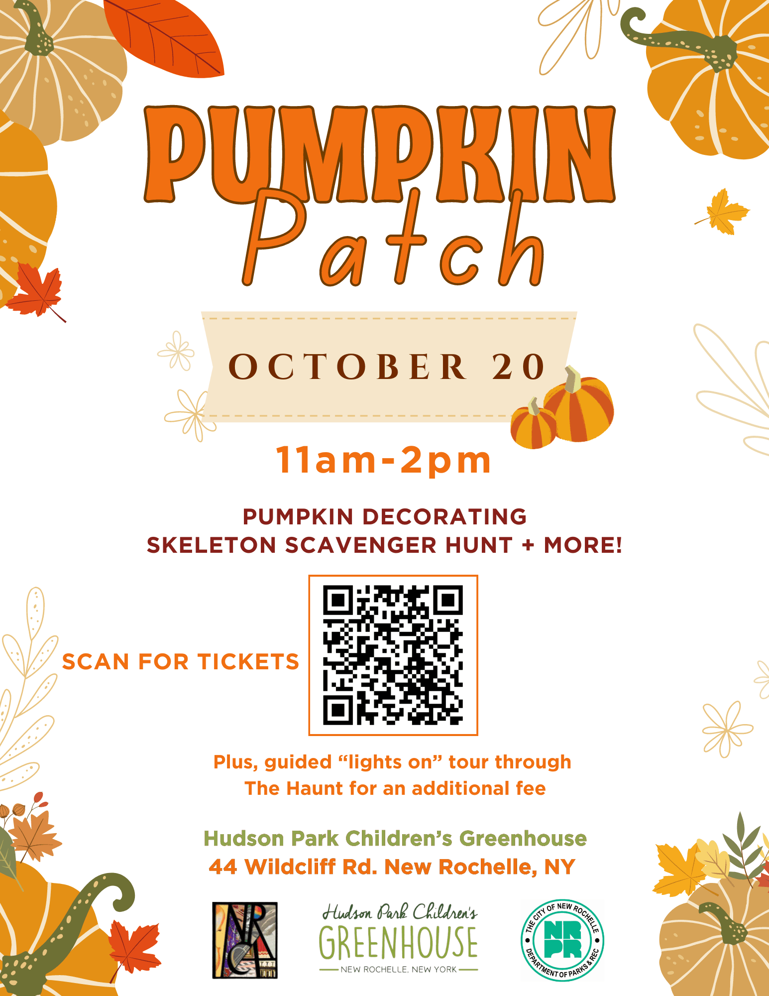 Hudson Park Children's Greenhouse event flyer with text